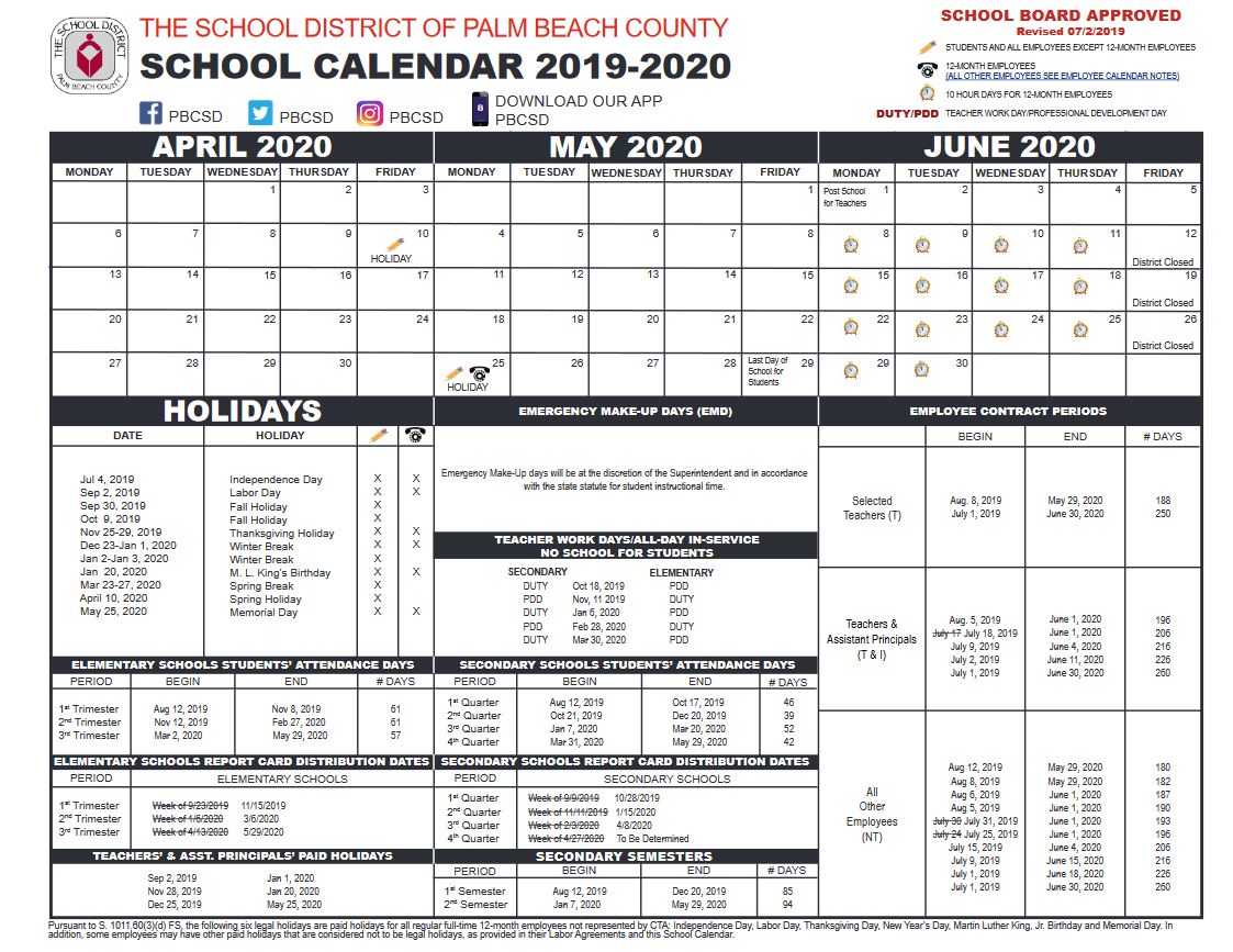School Calendar The Learning Academy at the Els Center